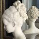 Statue Buste de Manon Lescaut albâtre socle marbre vert signé Giannelli