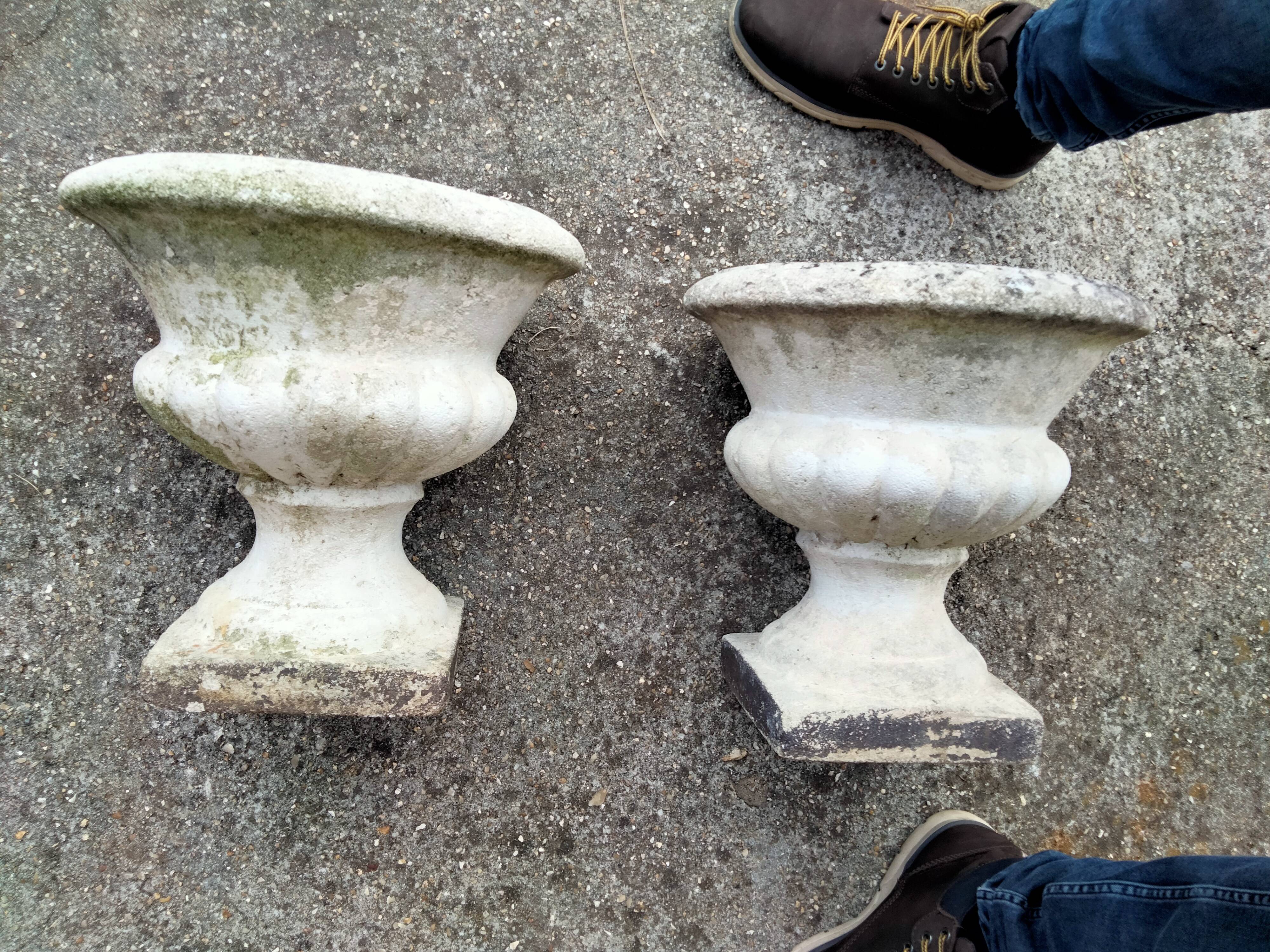 Pair of Medici vintage antique stone planters