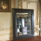Beveled leather mirror 90x70