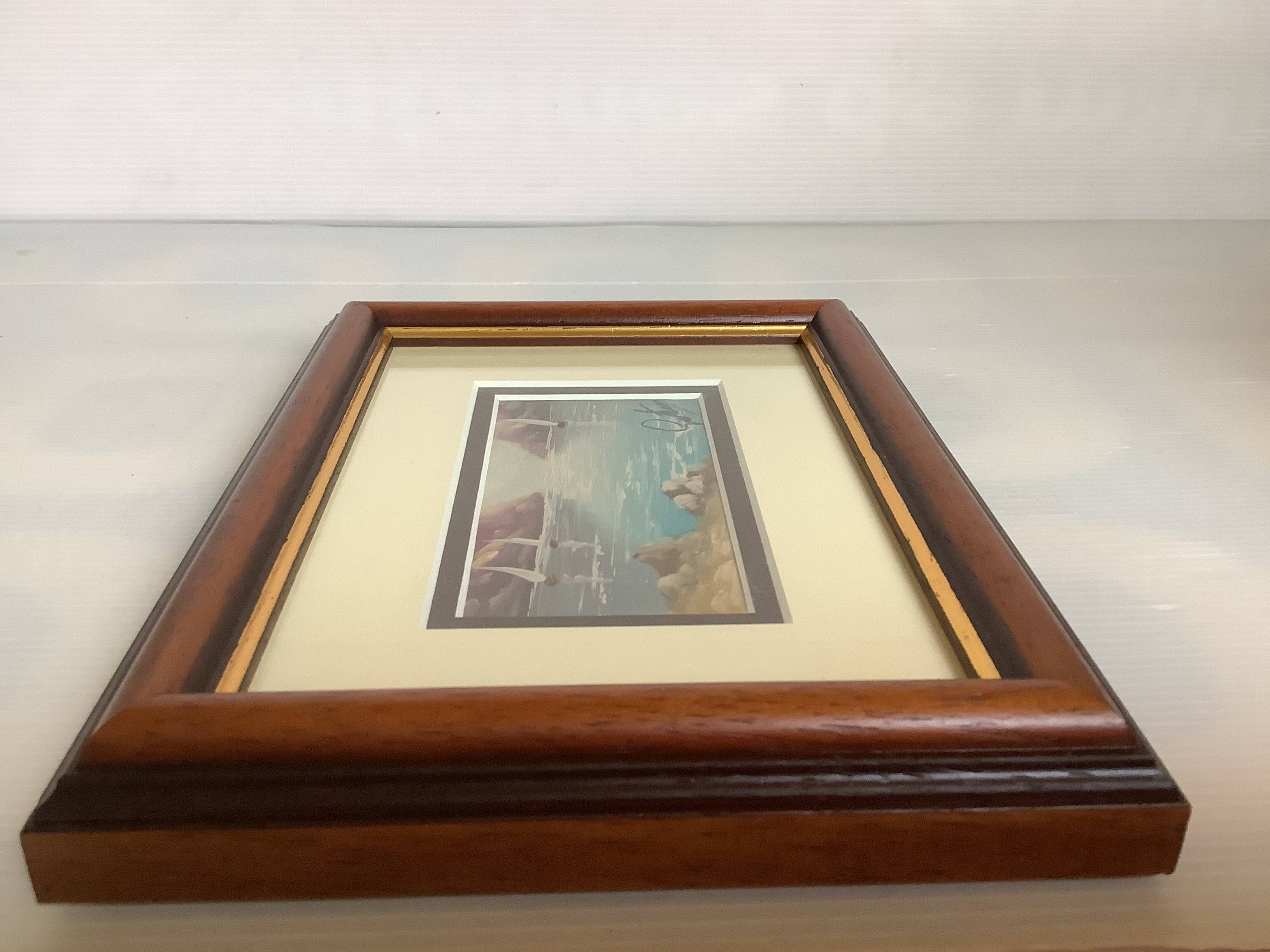 Small Marine painting, oil on panel, signed