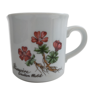 Tasse mug en porcelaine fine motif  primevère