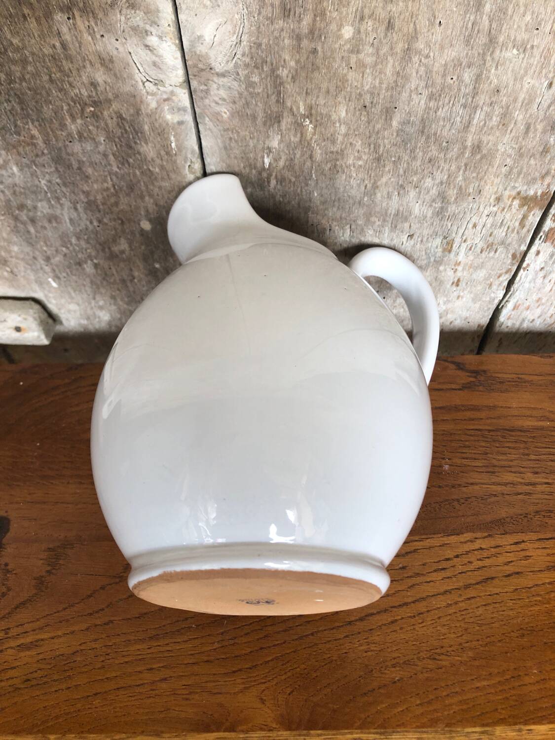 Old Nicola FASANO White Enameled Terracotta Pitcher Italy Vintage #A763