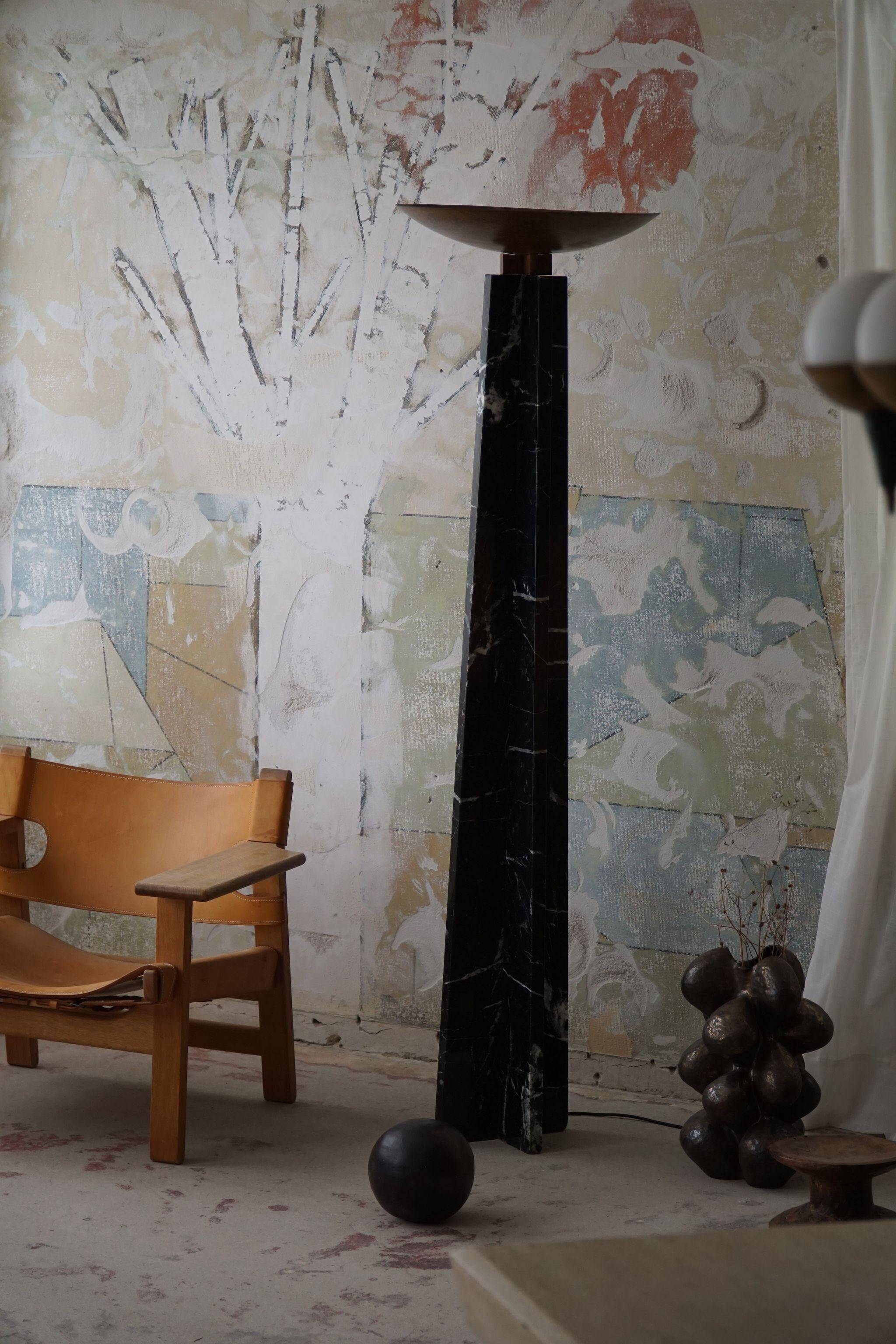 Massimo & Lella Vignelli, floor lamp in copper and marble, Wagneriana, Italy, 1986