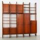 Teak, walnut and brass bookcase, Italy, 1960s
