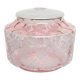 Pink pearlescent glass lampshade with floral relief decoration – 1950s