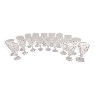 Postmodern Set of Eighteen Solid Crystal Drinking Glasses by Kosta Boda, Sweden