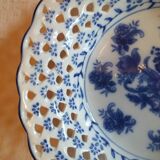 Assiette creuse chinoise ajourée fleurs bleues