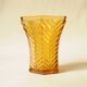 Vintage Art Deco vase in amber yellow cut glass with geometric design.