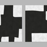 2 black and white modern art prints