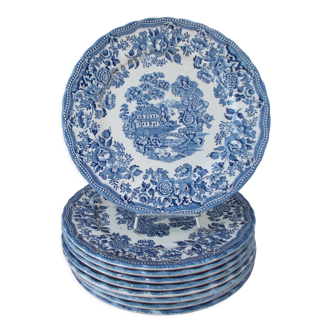 8 flat plates Myott Meakin blue décor