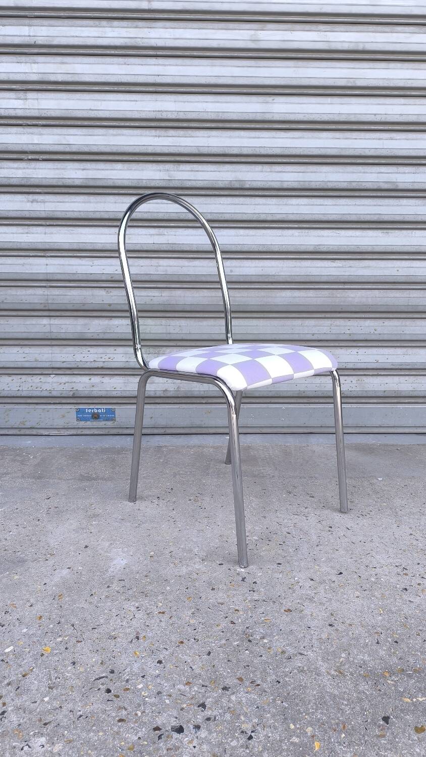 70s chrome metal tubular chair