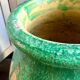 Biot jar, plant pot in beige and green glazed ceramic