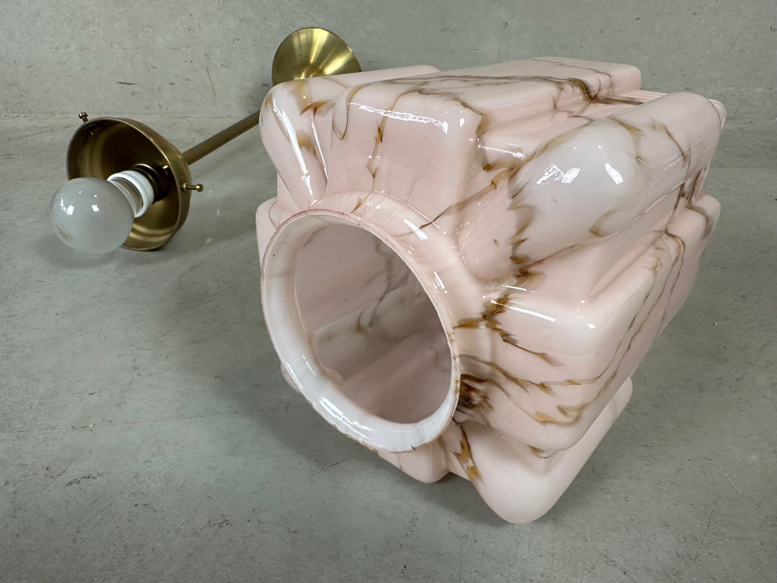 Art deco skyscraper – marbled pink opaline and brass