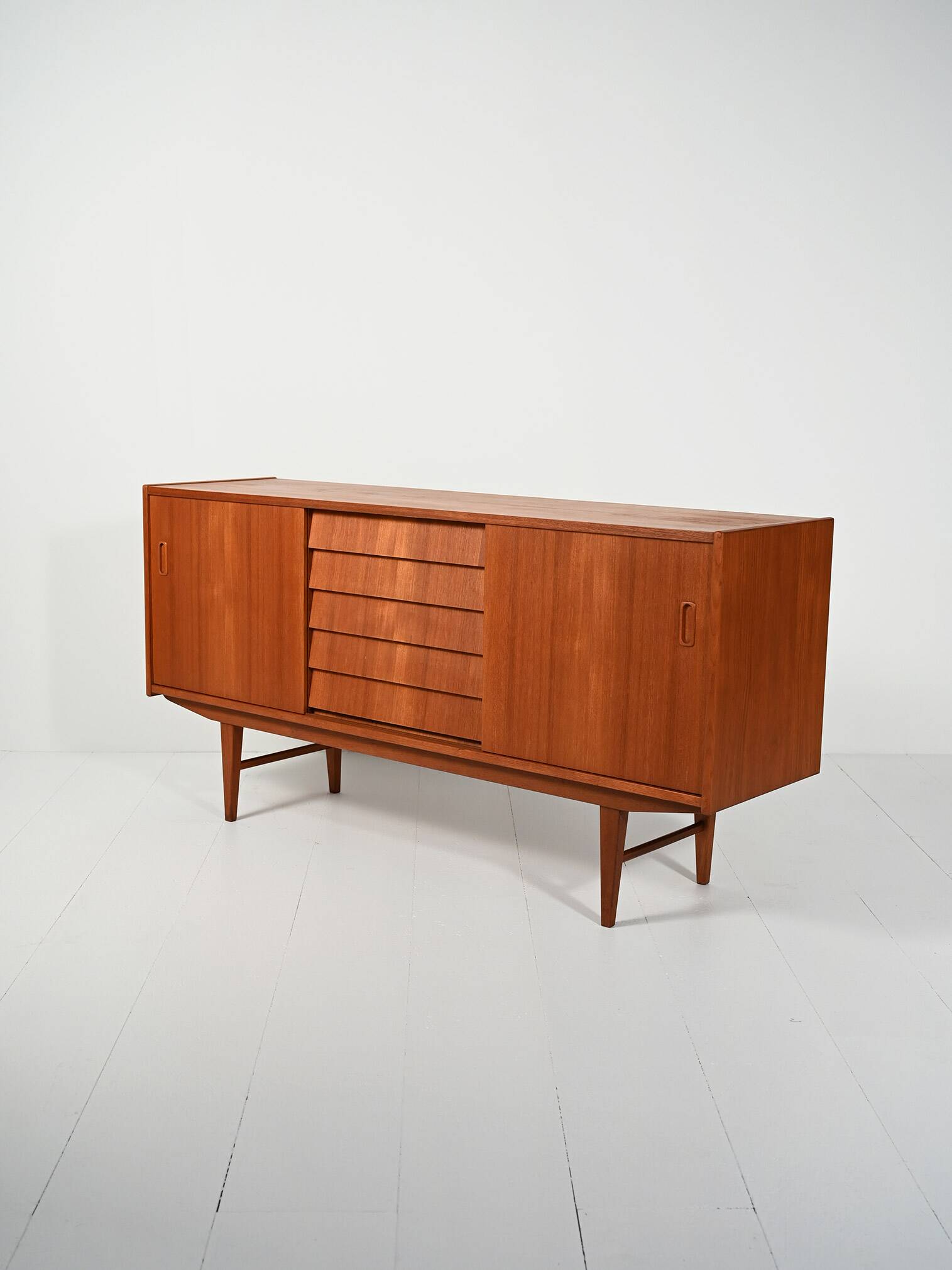 Scandinavian sideboard with louvered drawers, 1950s/60s