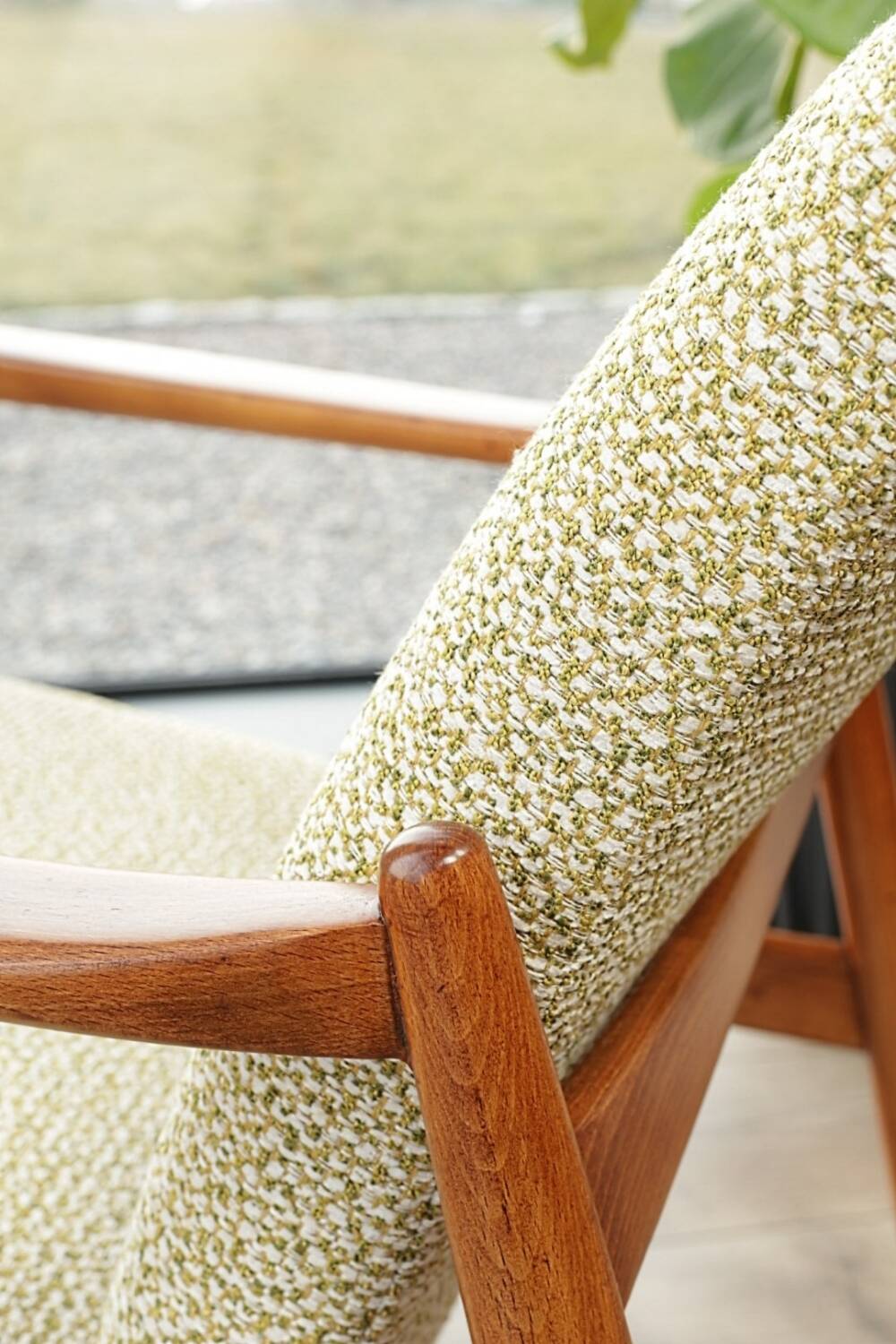 Vintage armchair with a green nebula design by E. Homa, 1970.