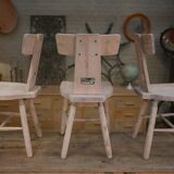 Set of 3 beech chairs 1960