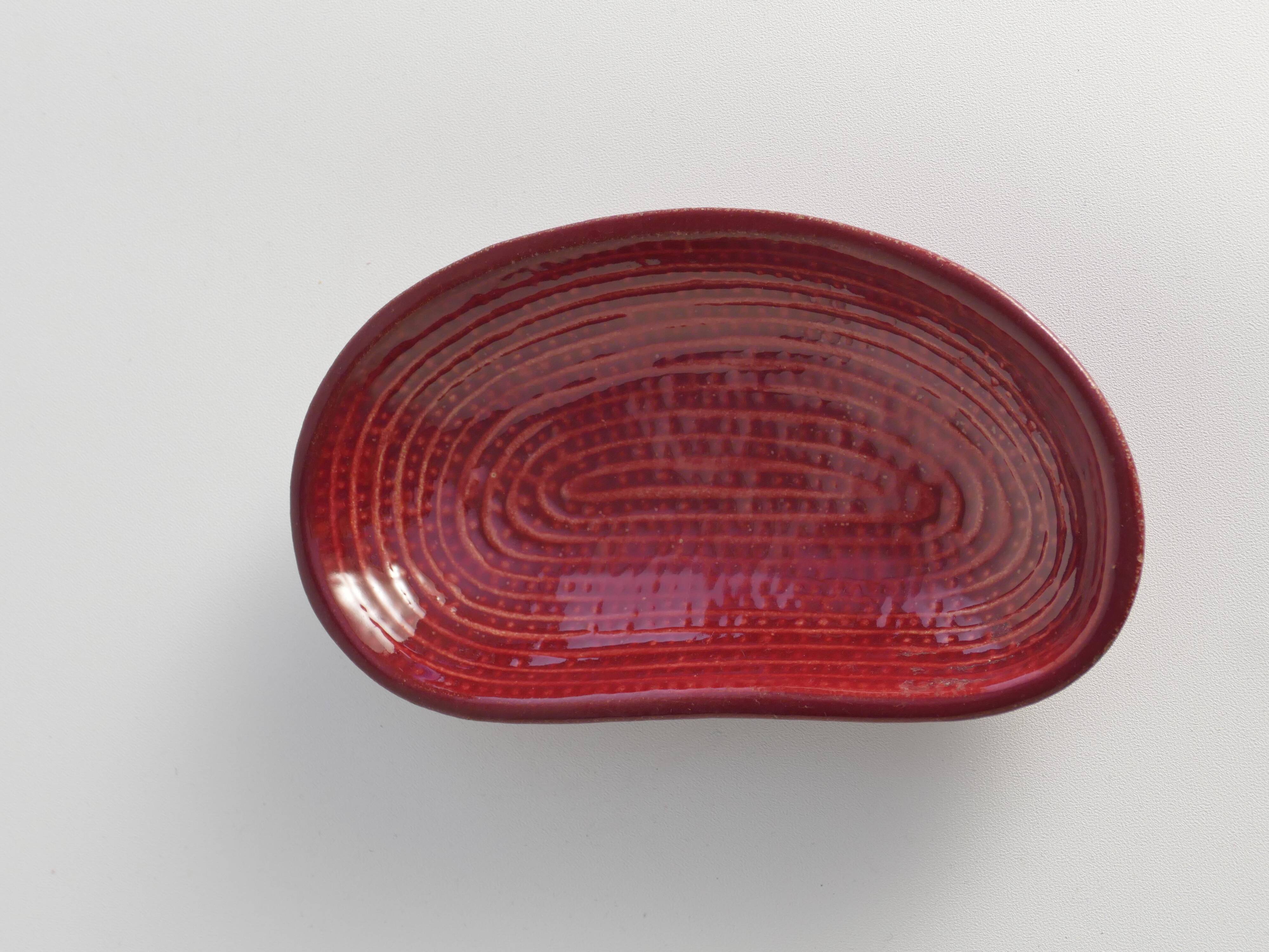 Merlot Red Stoneware Organic Shaped Bowl by Andersson & Johansson, Höganäs