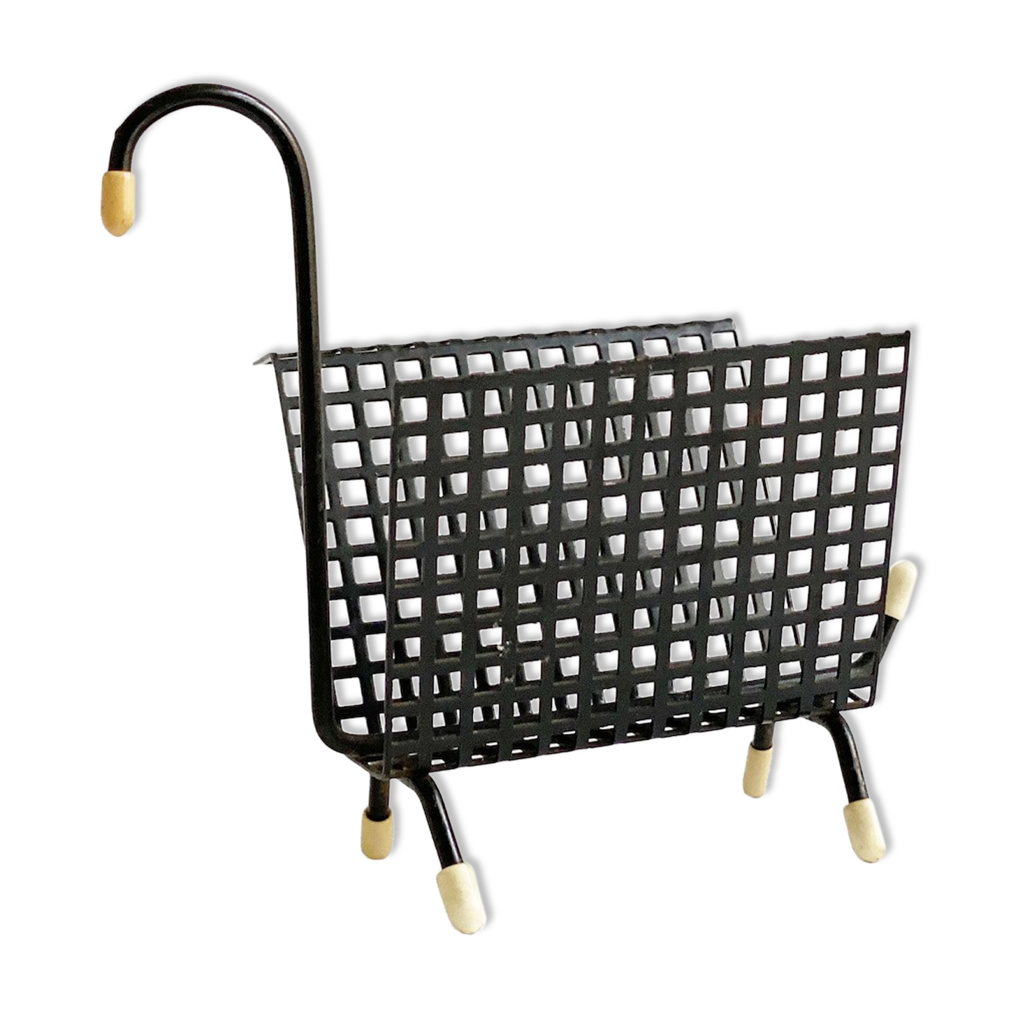 Mid century perforated metal letter holder / desk organizer / post organizer, swan, pilastro era
