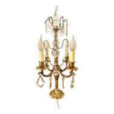 Girandole candelabra lamp in crystal and bronze