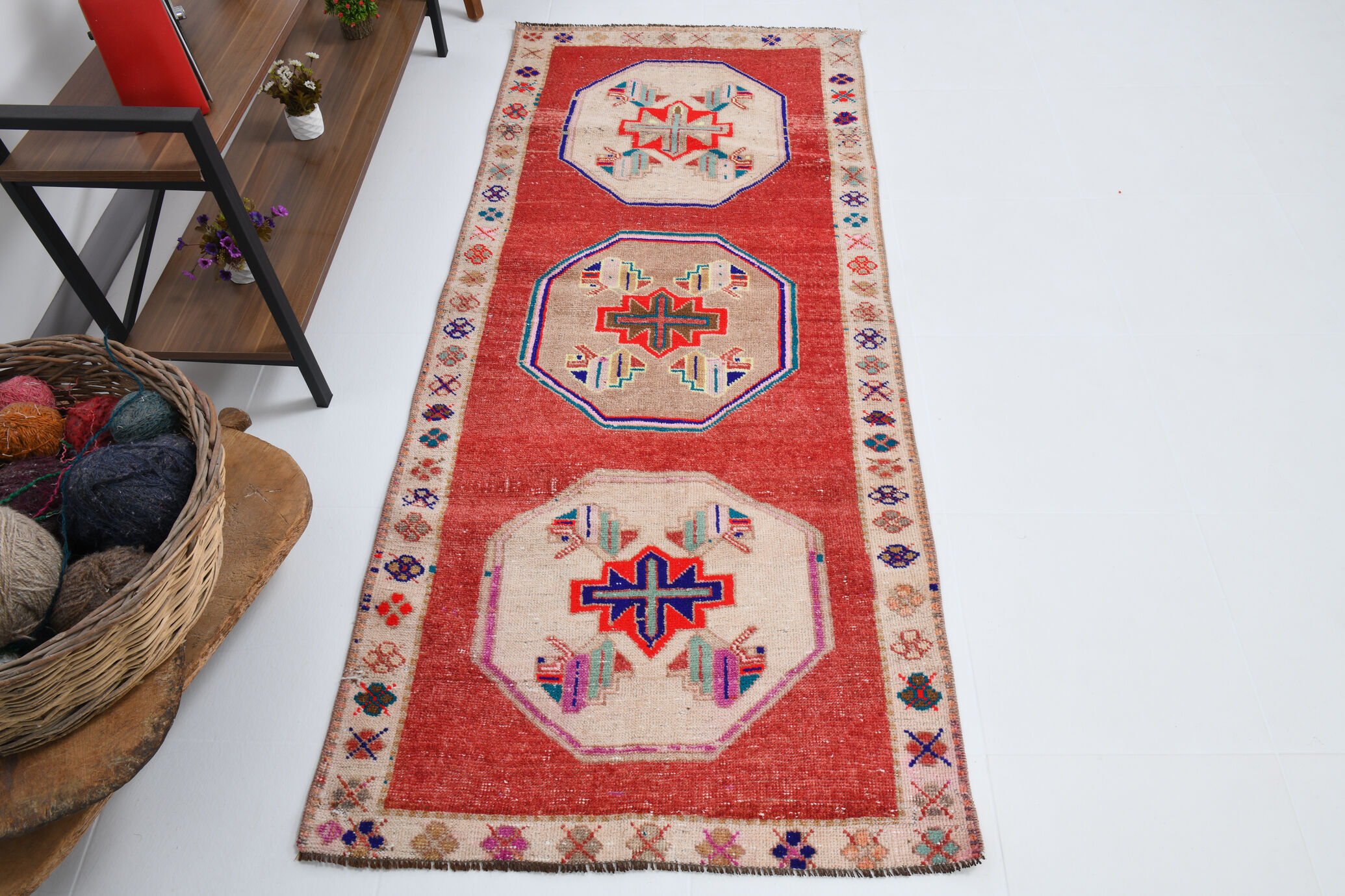 3x7 short vintage oushak runner rug