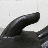 Tabouret, chaise en forme de main, noir et en bois sculpté