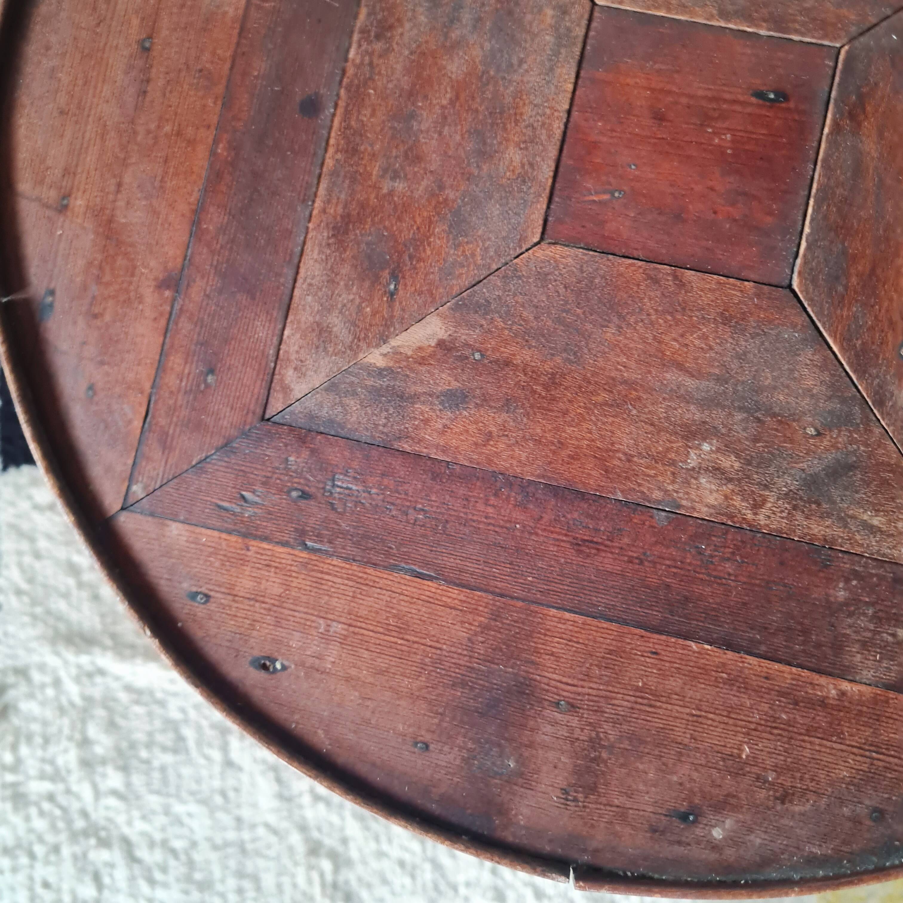 Table ancienne double plateaux ronds, sellette ou porte-plantes