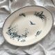 Oval ironstone dish with flowers and birds "Malaga" Petrus Regout