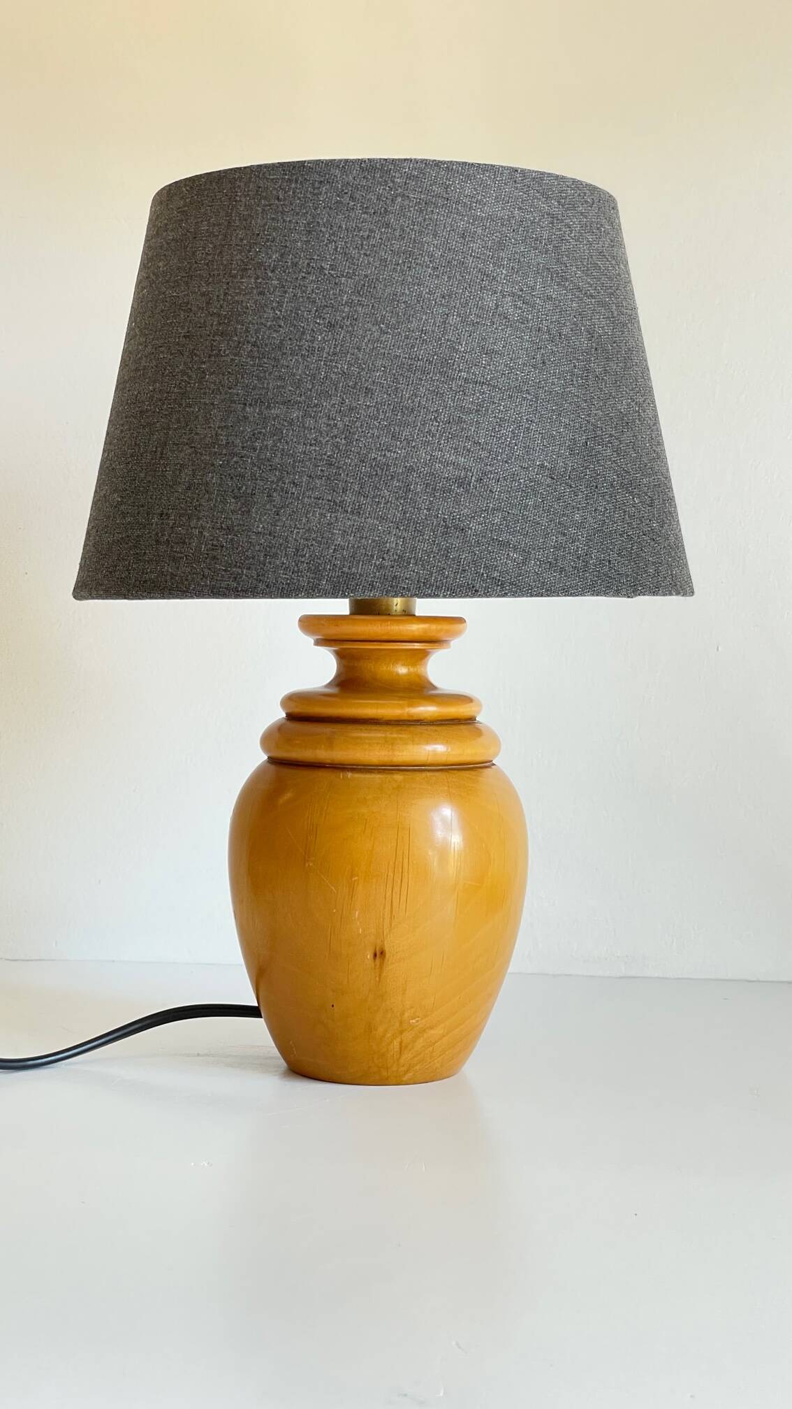 Vintage solid wood and fabric lamp