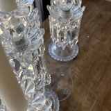Pair of Baccarat three-light crystal chandeliers