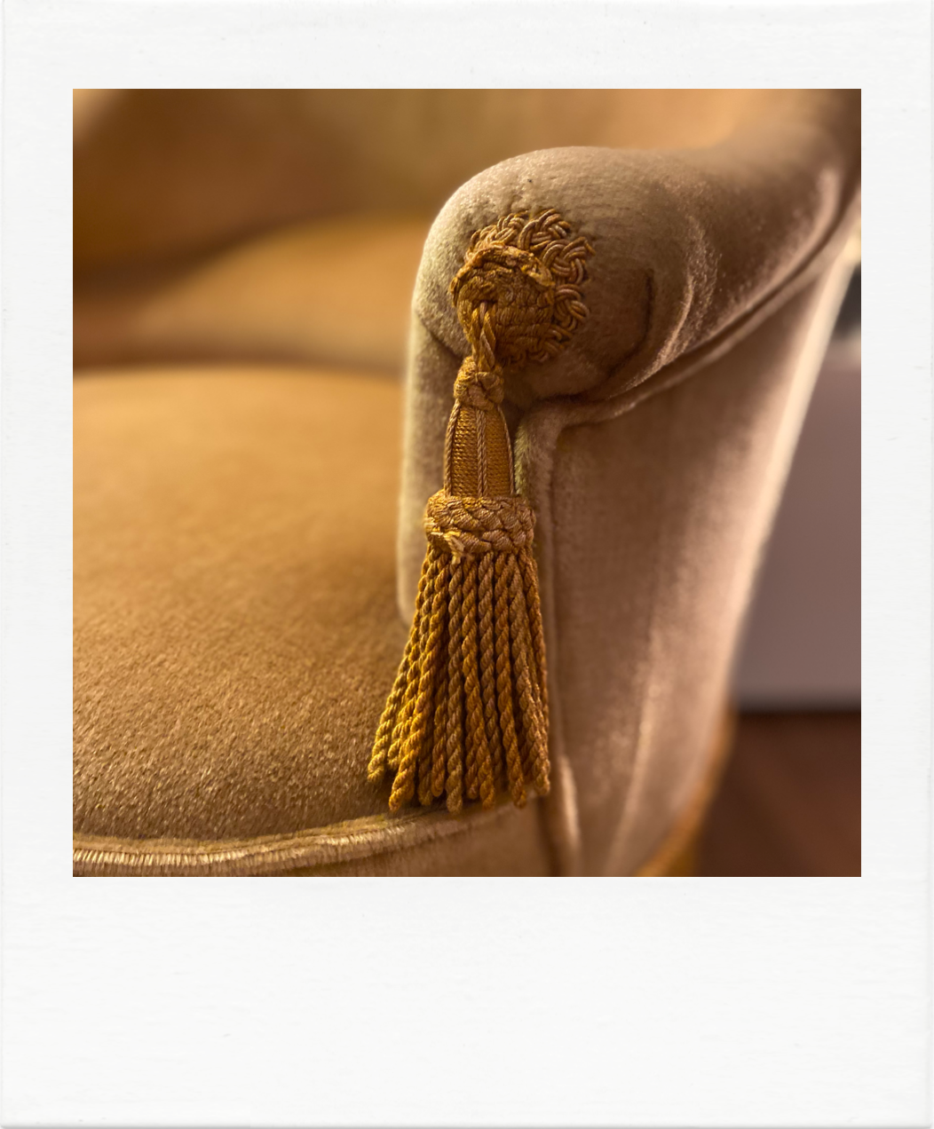 Mustard yellow velvet toad chair, excellent condition