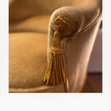 Mustard yellow velvet toad chair, excellent condition