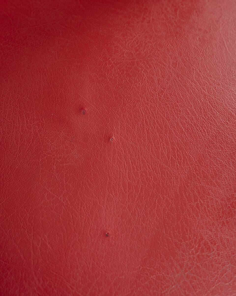 Pair of vintage 1950's armchairs in red leather, italian design