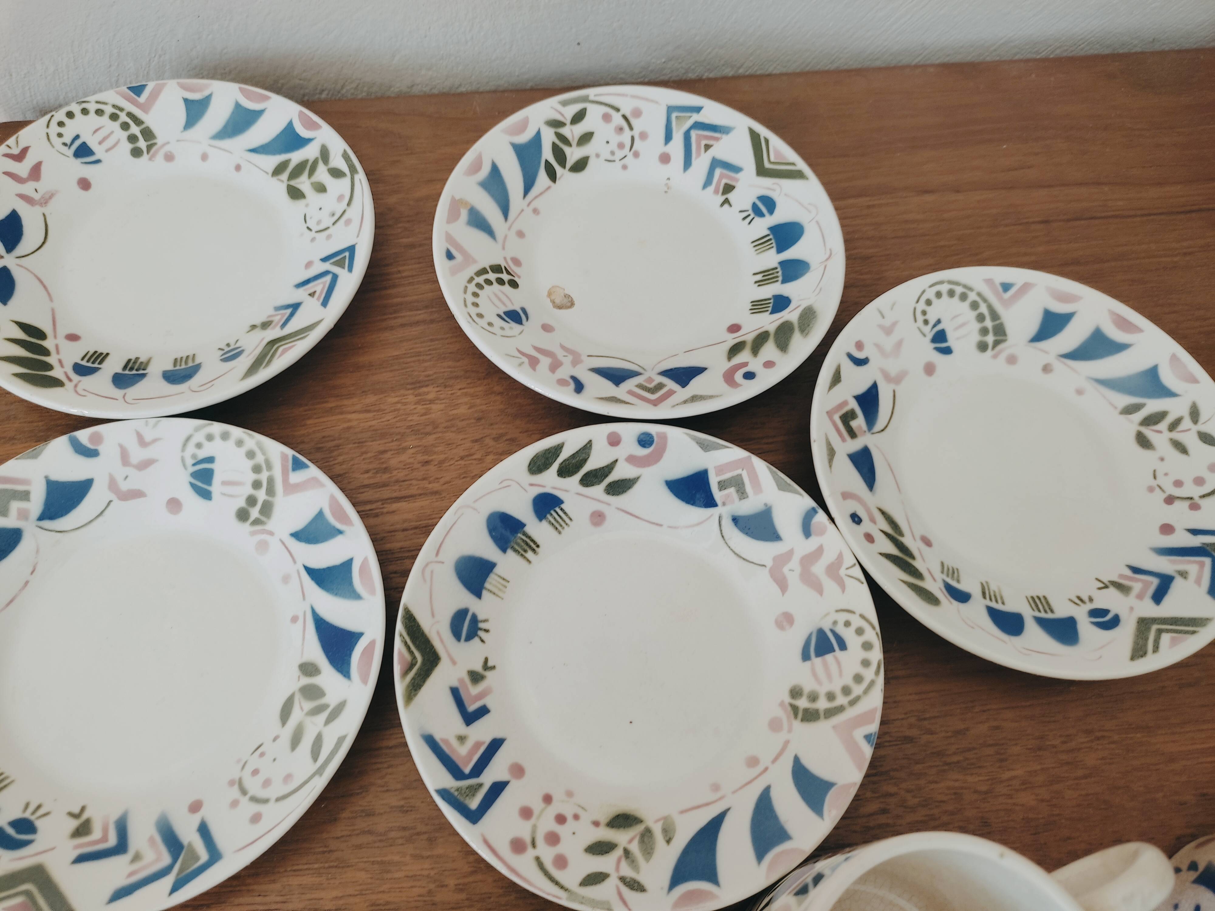 Set of 5 espresso cups in Lunéville earthenware