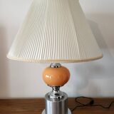 Diderot Delmas lamp in orange opaline with chrome base France 1970 Vintage