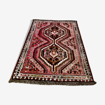 Ancient Shiraz (Iran) wool rug, hand-knotted, certified 134x89cm