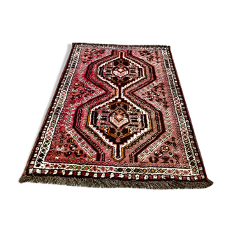 Ancient Shiraz (Iran) wool rug, hand-knotted, certified 134x89cm