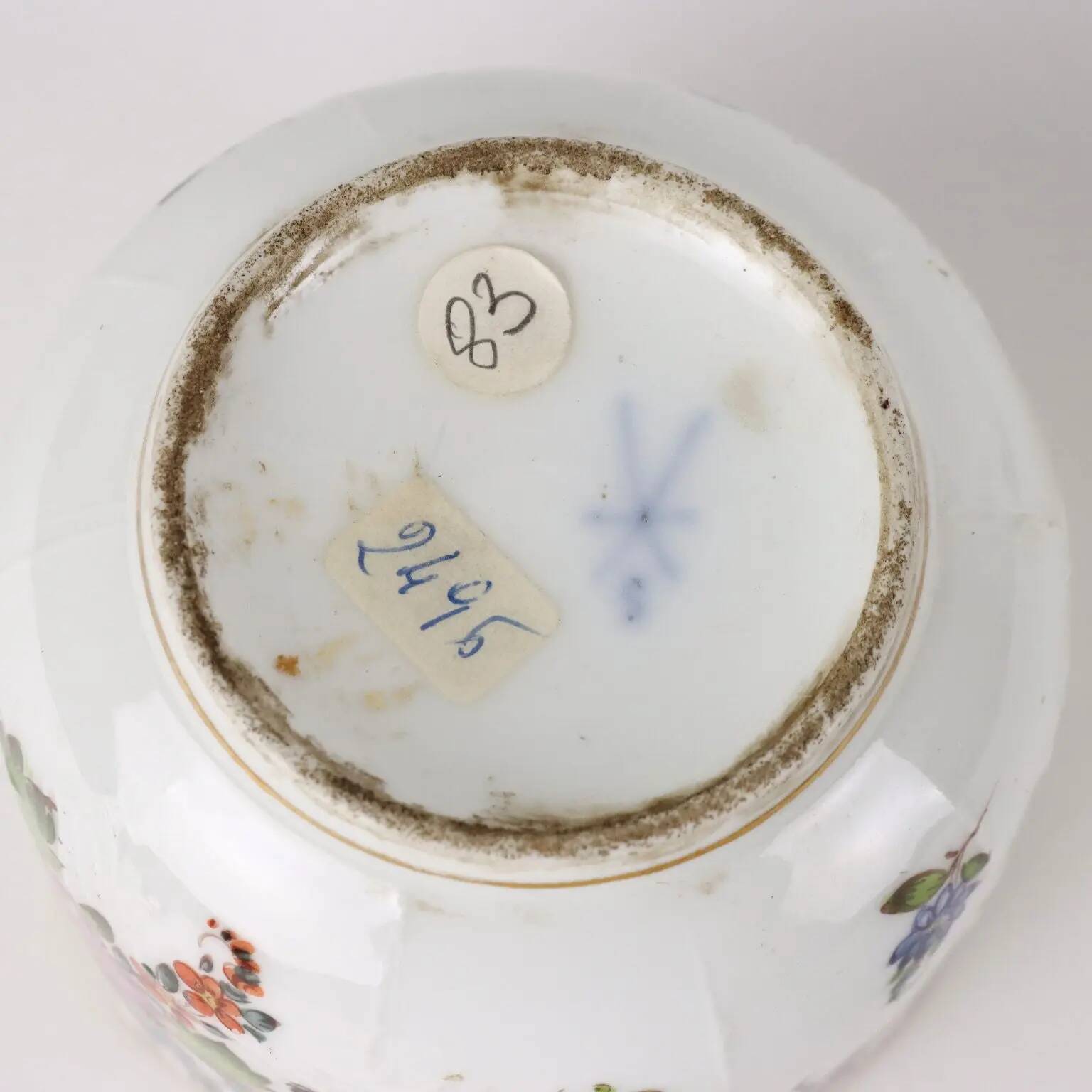Antique sugar bowl in white porcelain Europe '800, painted ceramic