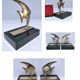 Pair of designer black marble bronze fish bookends