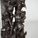 African carved ebony lamp, "Hunters, buffalo and crocodile"