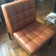 1970s lounge chair in faux leather and black steel