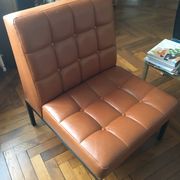 1970s lounge chair in faux leather and black steel