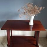 Vintage TV table with casters and 2 shelves years 60 varnished