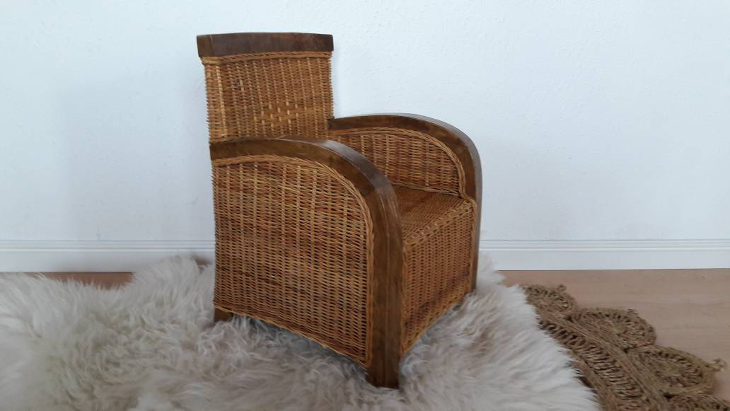 Fauteuil en rotin vintage