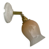 Vintage tulip wall lamp in pink and white glass