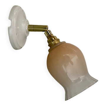 Vintage tulip wall lamp in pink and white glass