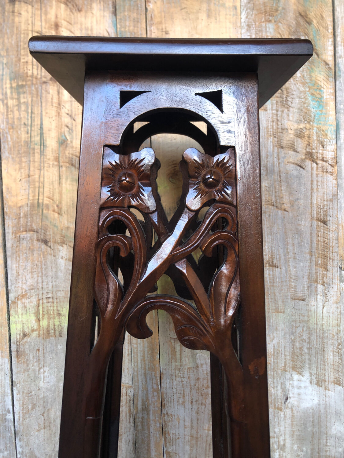 High table silver mahogany carved vintage