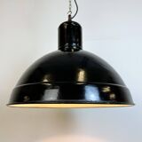 Industrial black enamel factory pendant lamp, 1950s