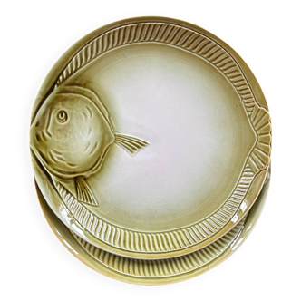 Pair in barbotine with fish decor