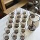 Magnificent Service of Tinted Glasses from the 50s-60s / 18 Glasses and 2 Jugs