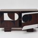 1950s Vintage Sideboard, Modernist, Walnut, Geometric Op Art Pattern